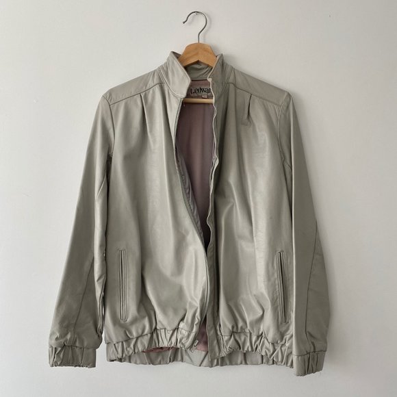t. edwards Vintage Leather Bomber Jacket Grey Size S - Picture 2 of 11